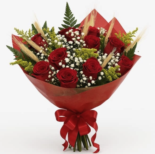 Buquê com 12 rosas